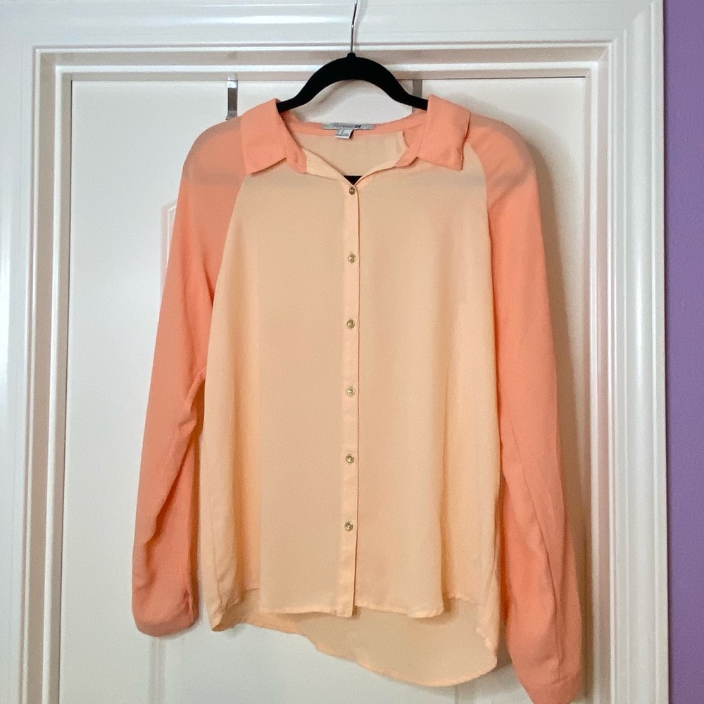 Peach Blouse Button Down